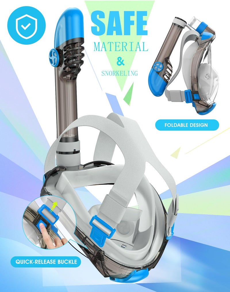 Greatever G2 Full Face Snorkel Mask with Latest Dry Top System,Foldable 180 Degree Panoramic View Snorkeling Mask with Camera Mount,Safe Breathing,Anti-Leak&Anti-Fog - Image 4